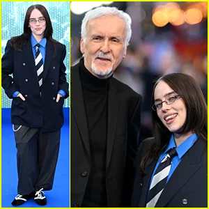 Billie Eilish chega ao tapete vermelho de Londres para estreia de filme concerto com James Cameron!