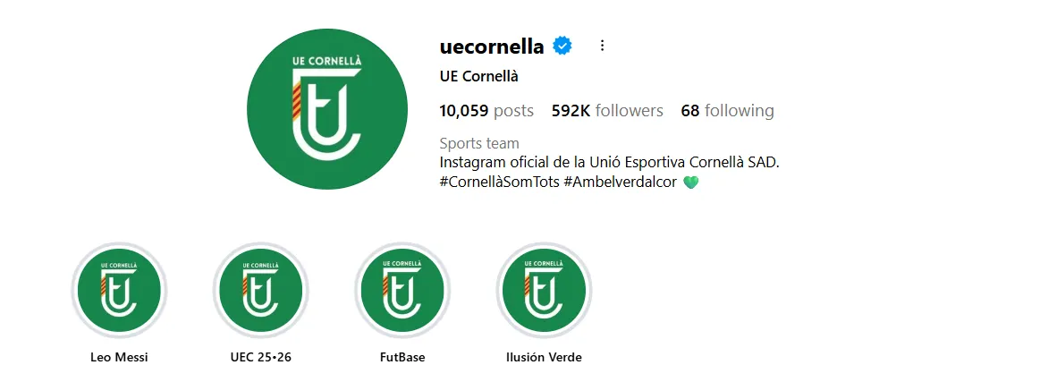 Conta do Instagram da UE Cornella.