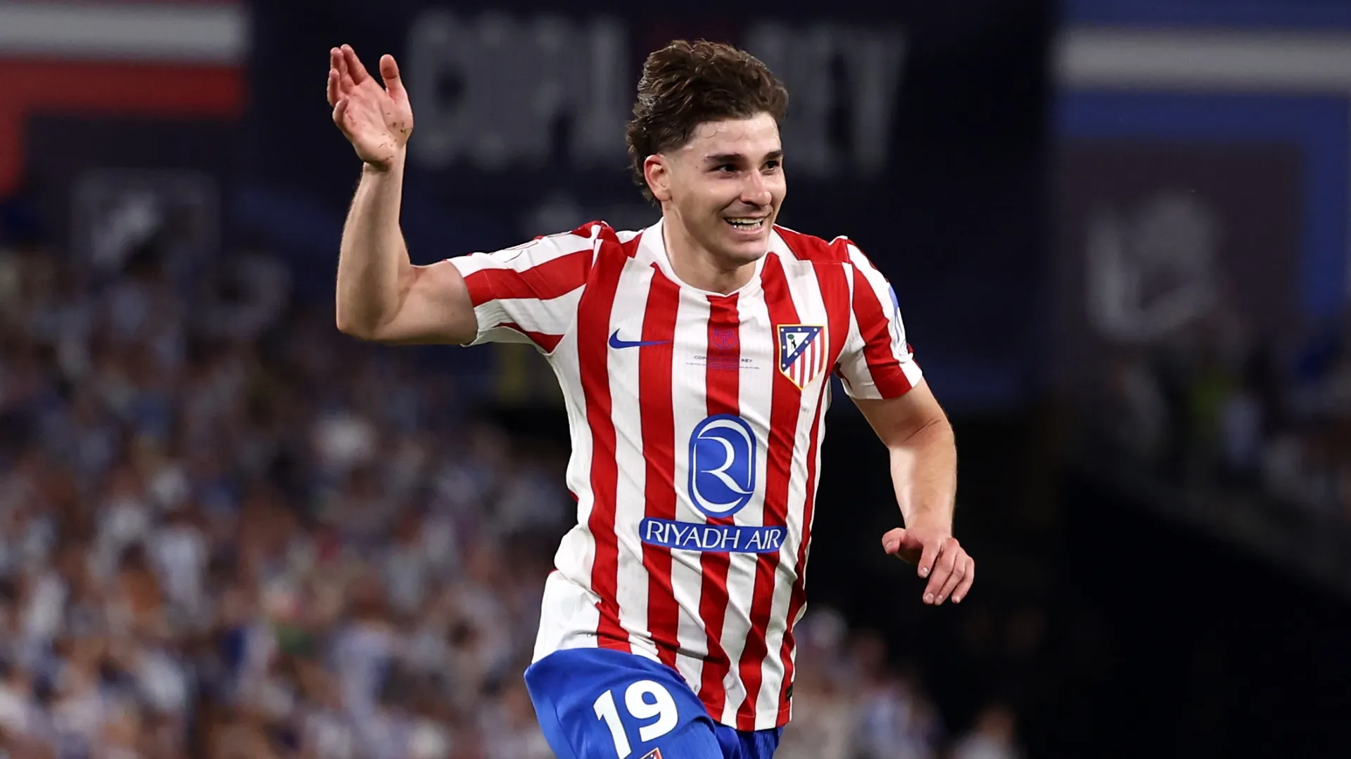 Julian Alvarez do Atlético de Madrid comemorando.