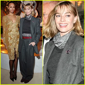 Margot Robbie e Zoe Saldaña participam da inauguração da galeria RH Milan na Itália