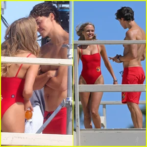 Noah Beck e Jessica Belkin filmam cena de beijo fumegante para a série de reinicialização de 'Baywatch'