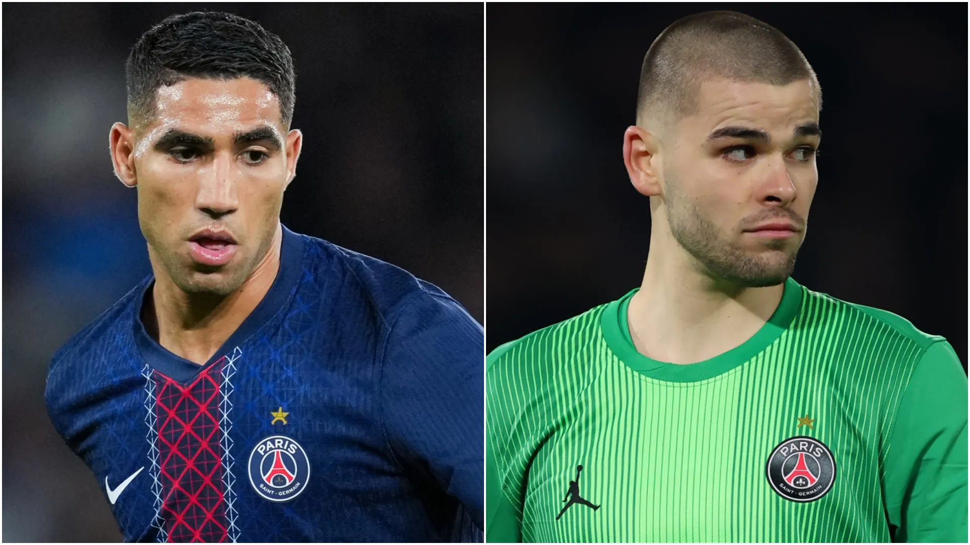 Achraf Hakimi e Lucas Chevalier do PSG