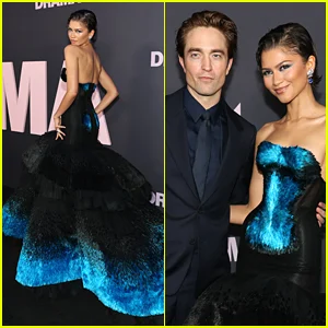 Zendaya surpreende com vestido preto e azul para seu 'Something Blue' na estreia de 'The Drama' em Nova York com Robert Pattinson
