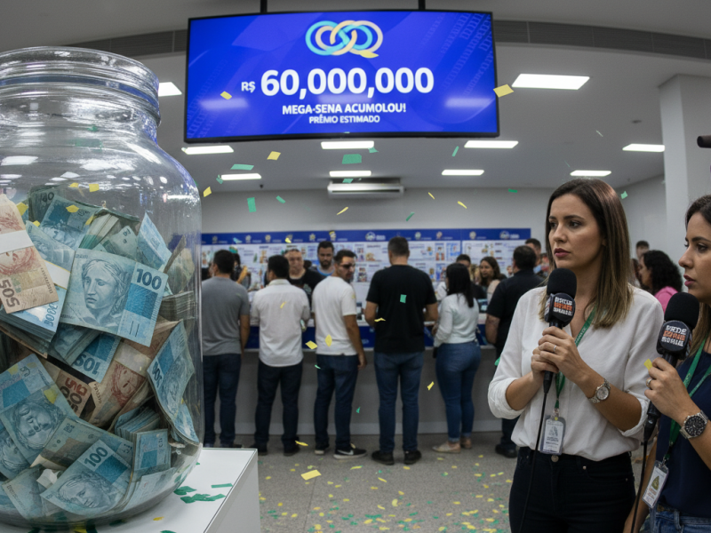 Mega-Sena acumula novamente e prêmio principal vai para R$ 60 milhões