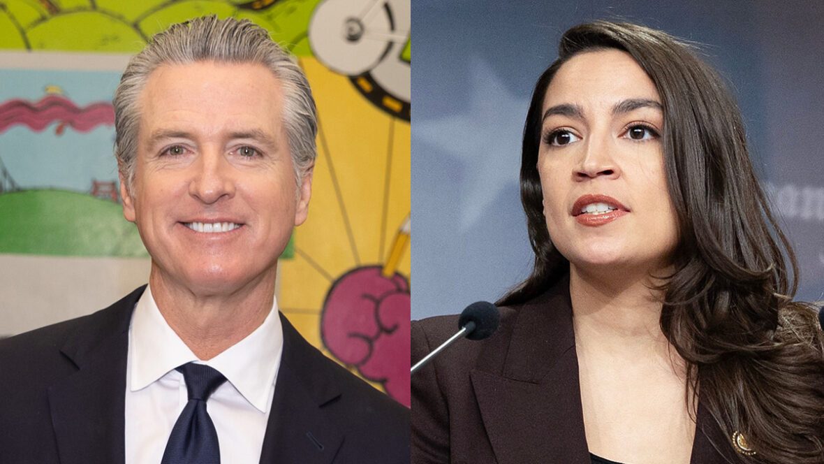 principais defensores Gavin Newsom AOC