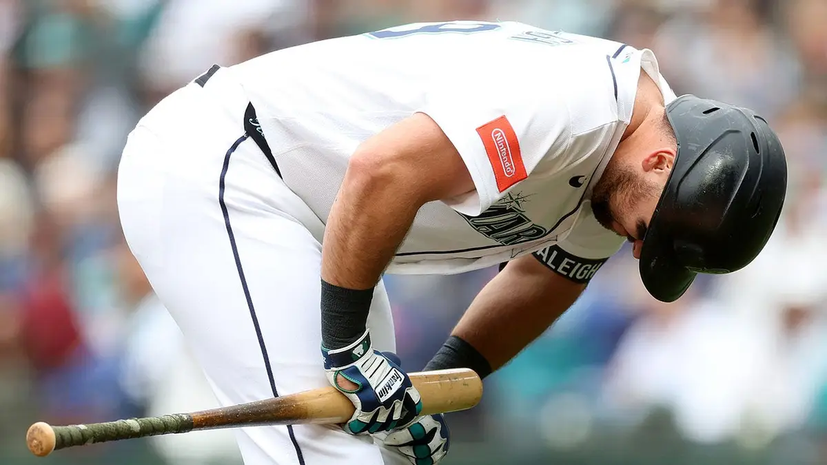 Cal Raleigh batting for the Seattle Mariners at T-Mobile Park in Seattle