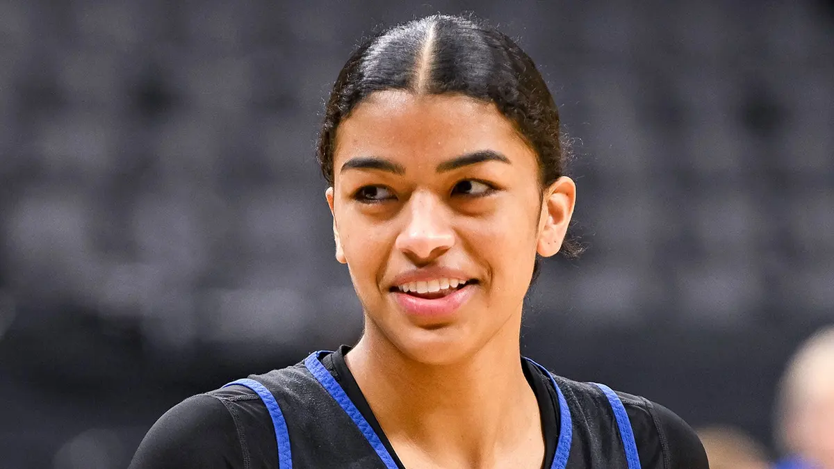 Duke Blue Devils center Arianna Roberson participating in basketball drills at practice.