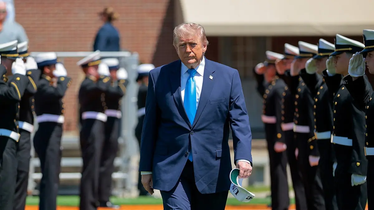 U.S. President Donald Trump arriving at Coast Guard Academy commencement in New London Connecticut
