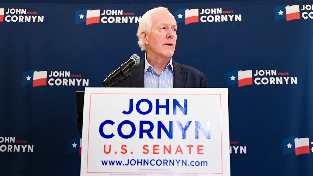 Sen. John Cornyn speaking to media in Austin, Texas.