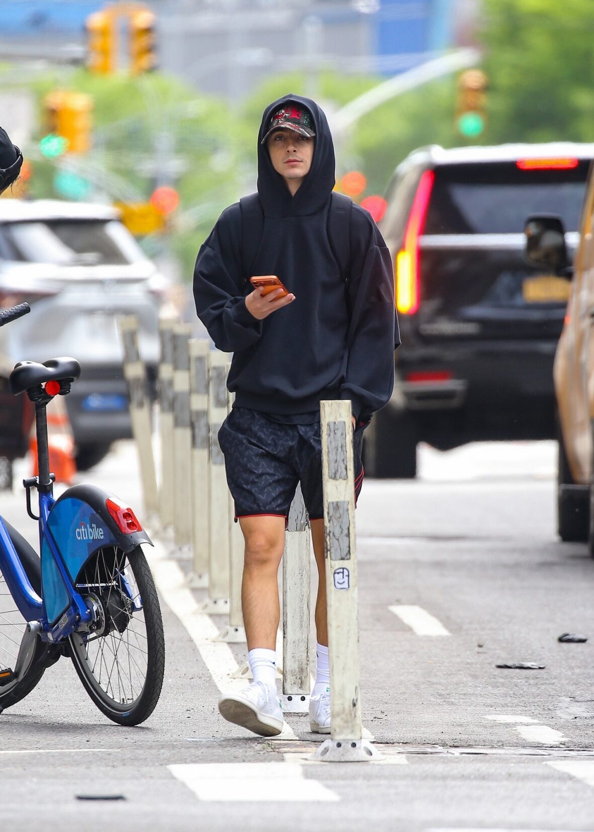 Timothee Chalamet caminhando em Nova York