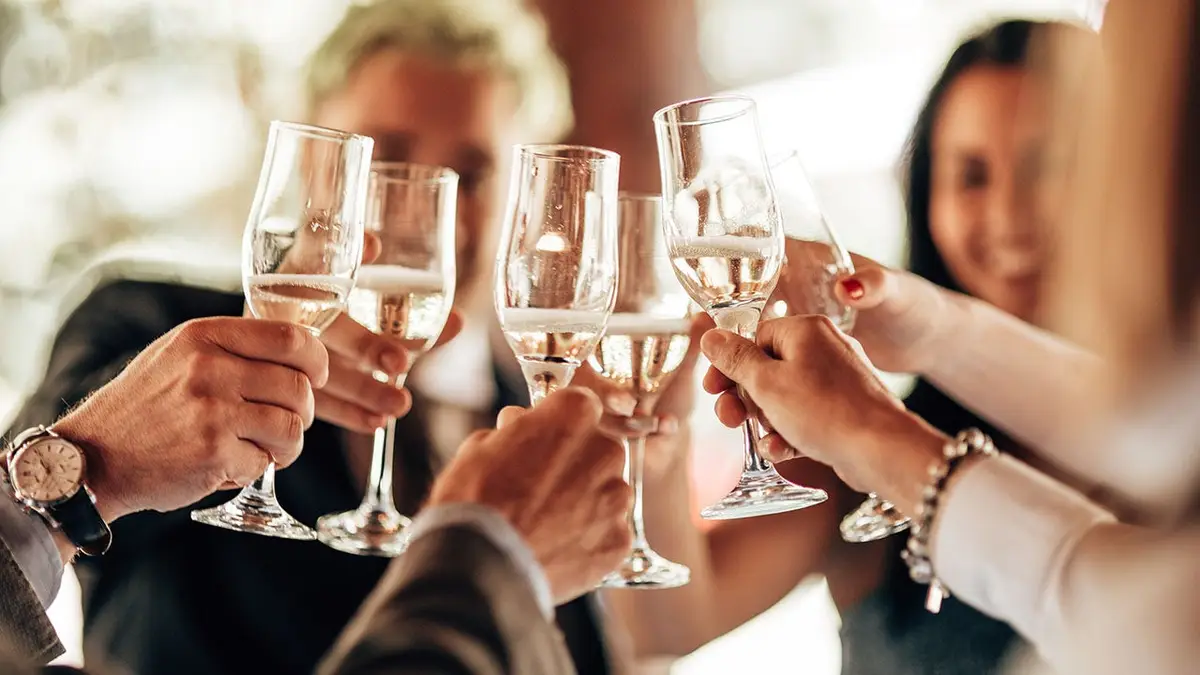 People toasting at a wedding party