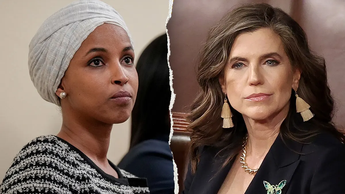 Split of Rep. Ilhan Omar, D-Minn., and Nancy Mace, R-S.C.
