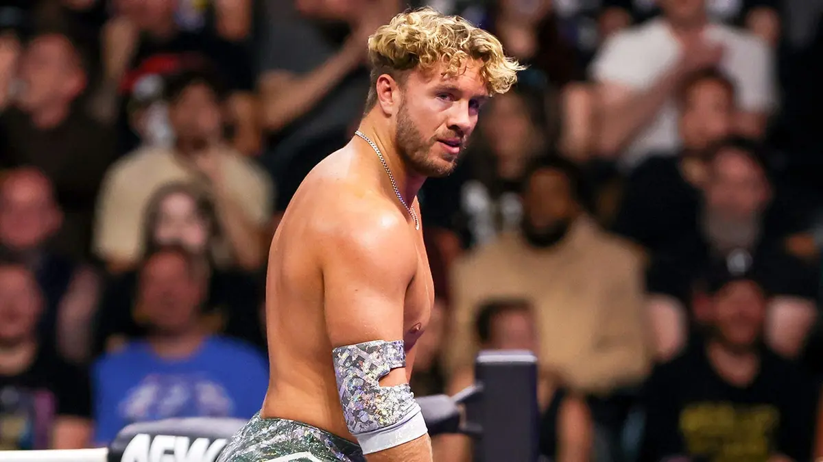 Will Ospreay standing in the wrestling ring during AEW Dynamite in Pittsburgh, Pennsylvania.