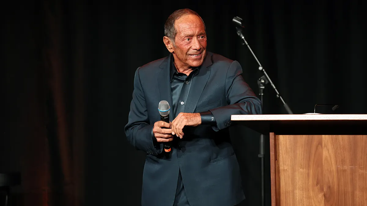 Paul Anka performing onstage at the Songwriters of North America Warrior Awards in Los Angeles