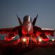 f-18, super, hornet, aircraft carrier, military, nature, usa, navy, aircraft, fighter jet, plane, lights, evening, dusk, beautiful, tranquil, sky, ship, blue plane, blue airplane