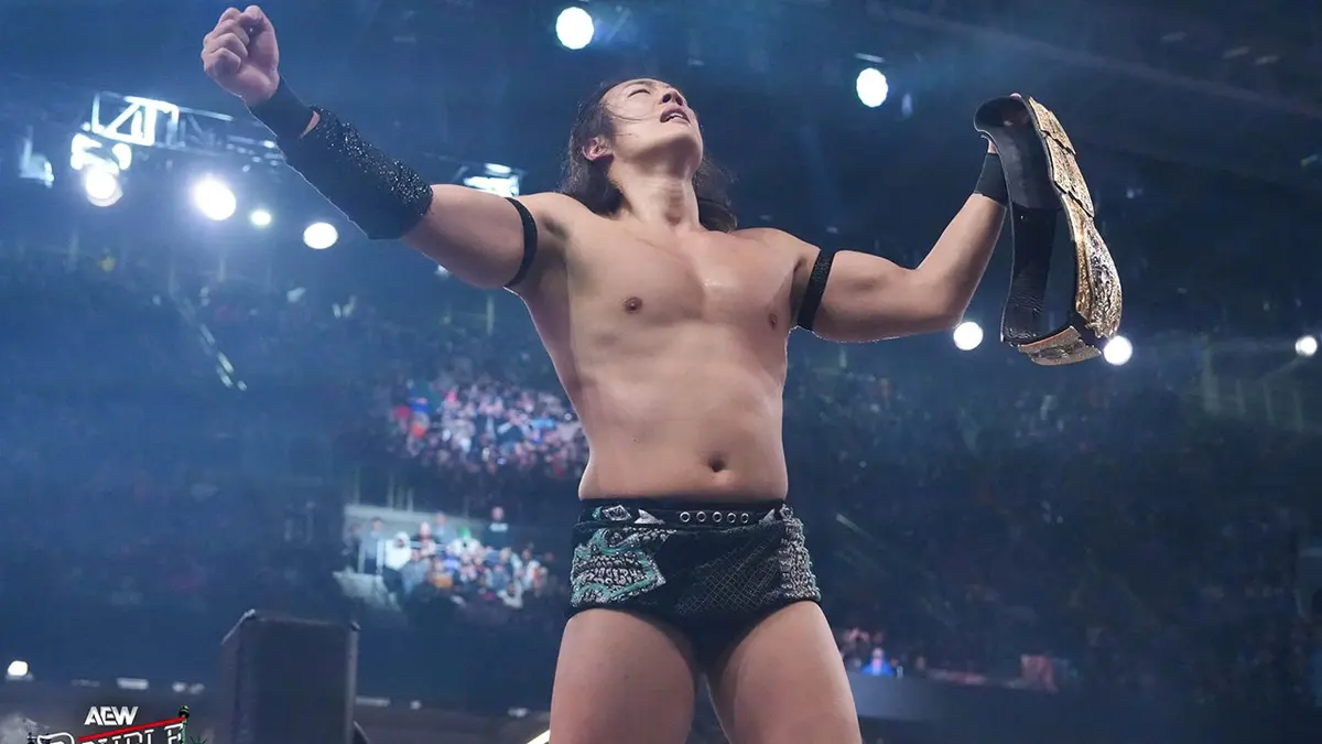 Takeshita with the AEW International Championship