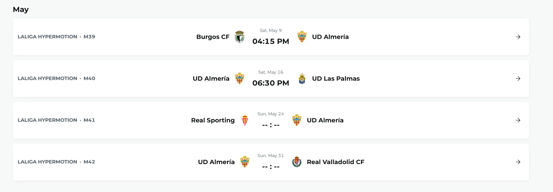 Almería 2025-26 jogos