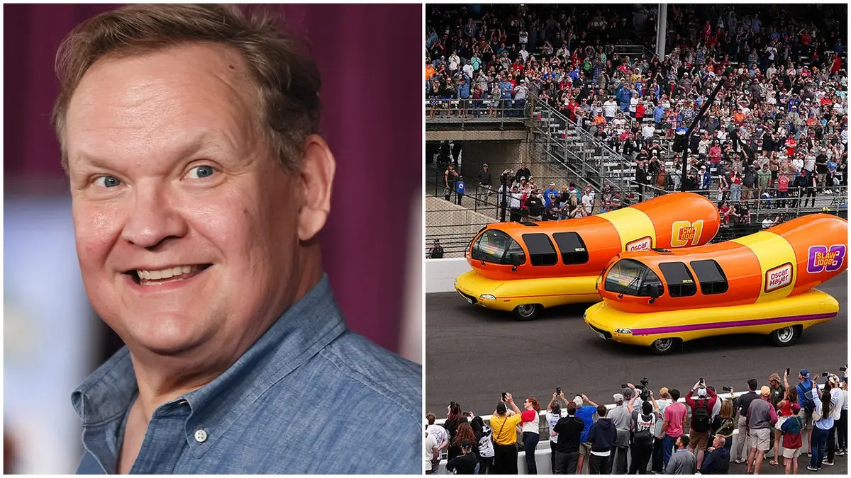 Andy Richter and Wienermobiles