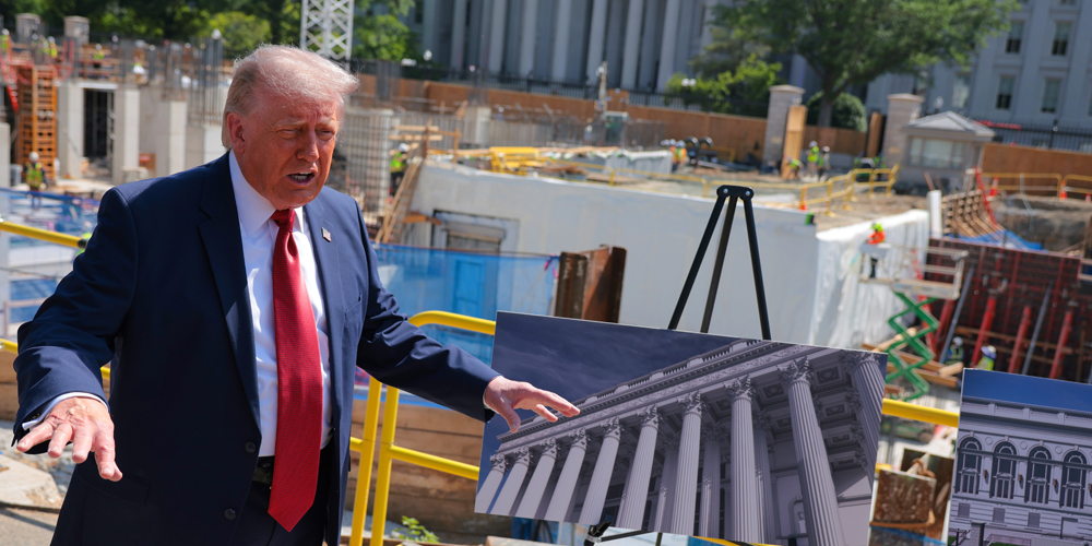 Foto do canteiro de obras do salão de baile Donald Trump