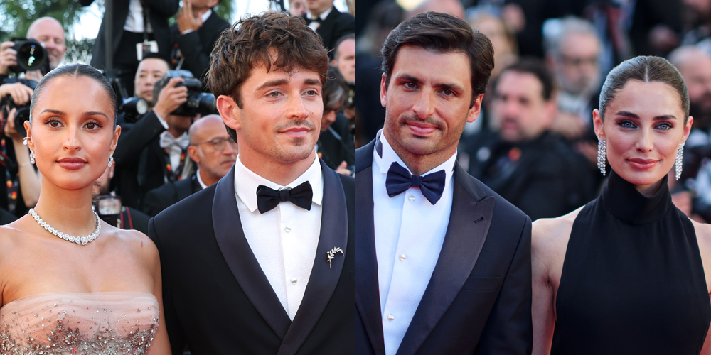 Charles Leclerc e Carlos Sainz em Cannes com seus parceiros