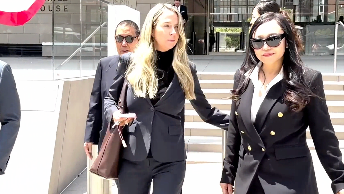 Former Arcadia, California, Mayor Eileen Wang leaves federal court after pleading guilty to acting as an illegal agent of the Chinese government