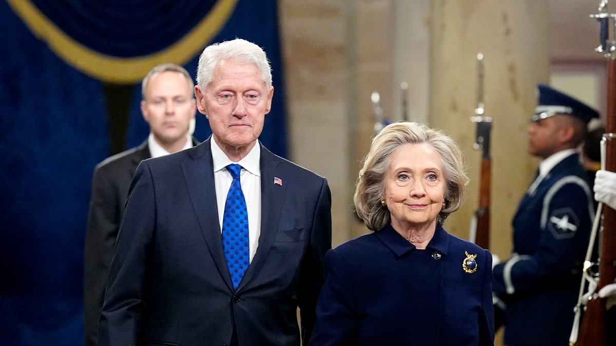 Bill and Hillary Clinton arriving at the United States Capitol for President Donald Trump's inauguration