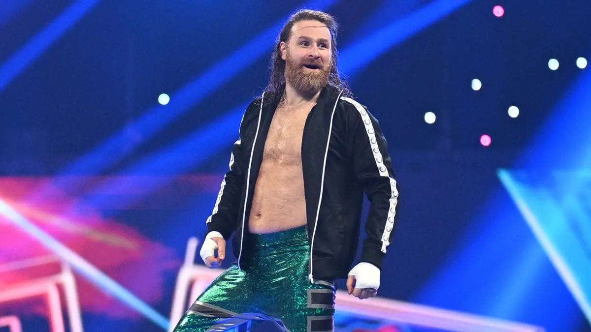 Sami Zayn making his entrance during SmackDown at Rupp Arena in Lexington, Kentucky