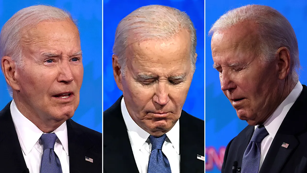 Former President Joe Biden speaking during a presidential debate