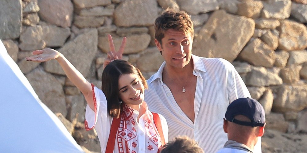 Fotos do set de Emily em Paris com Lily Collins e Lucas Bravo