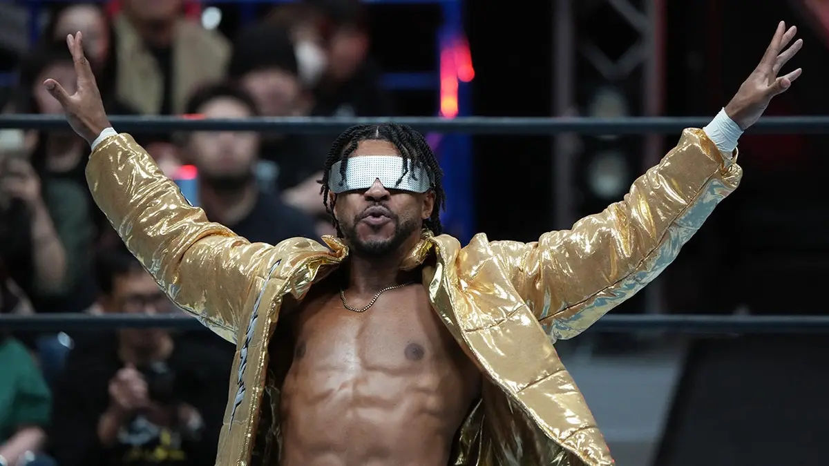 Kevin Knight entering the wrestling ring at National Yoyogi Gymnasium in Tokyo