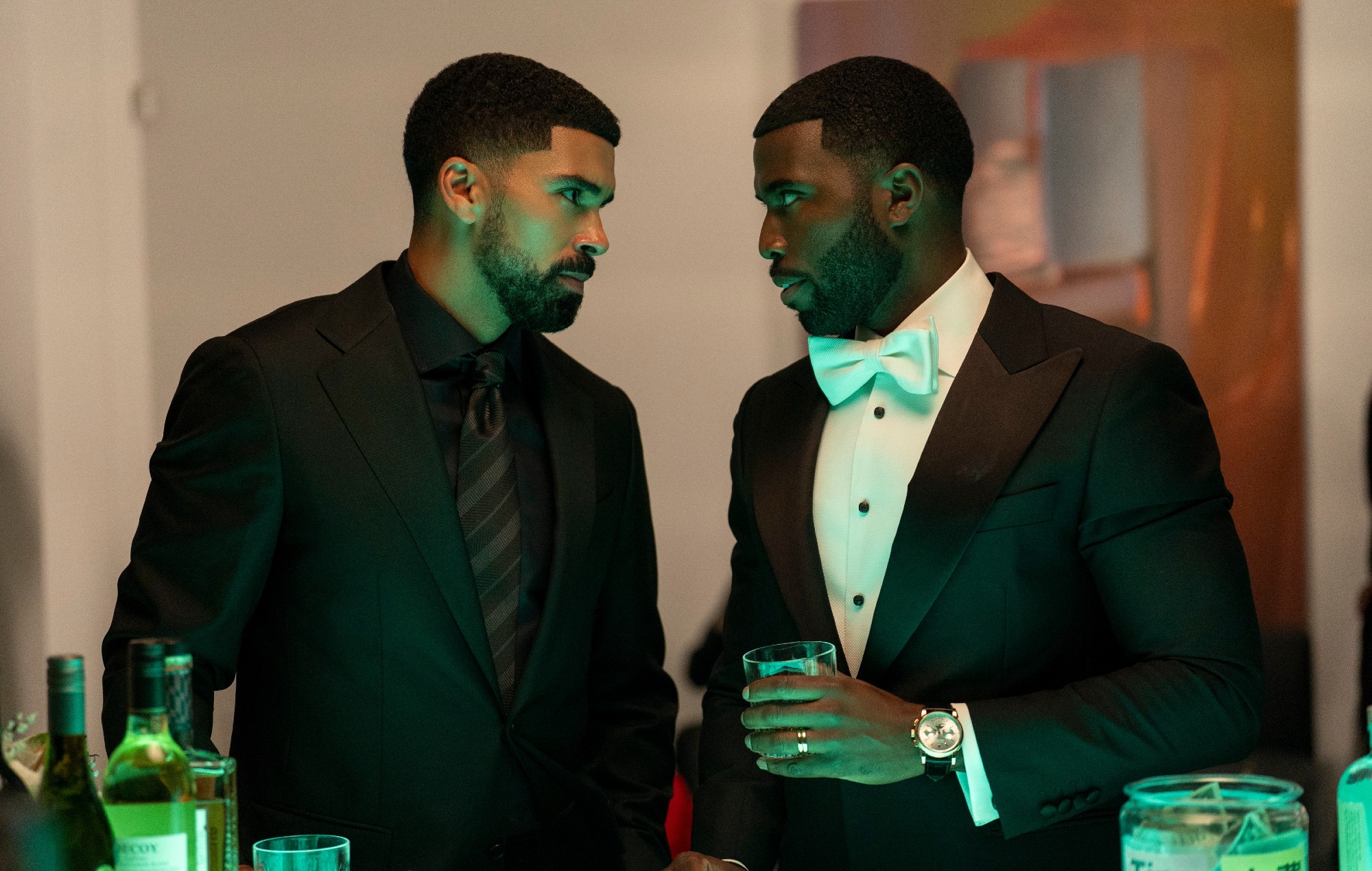 Matthew Law as Isaiah Stiles, Y’lan Noel as Coltrane Wilder in 'Nemesis'. CREDIT: Netflix