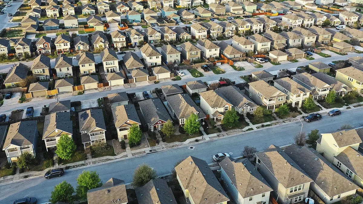 Single family homes in a residential neighborhood in San Marcos, Texas