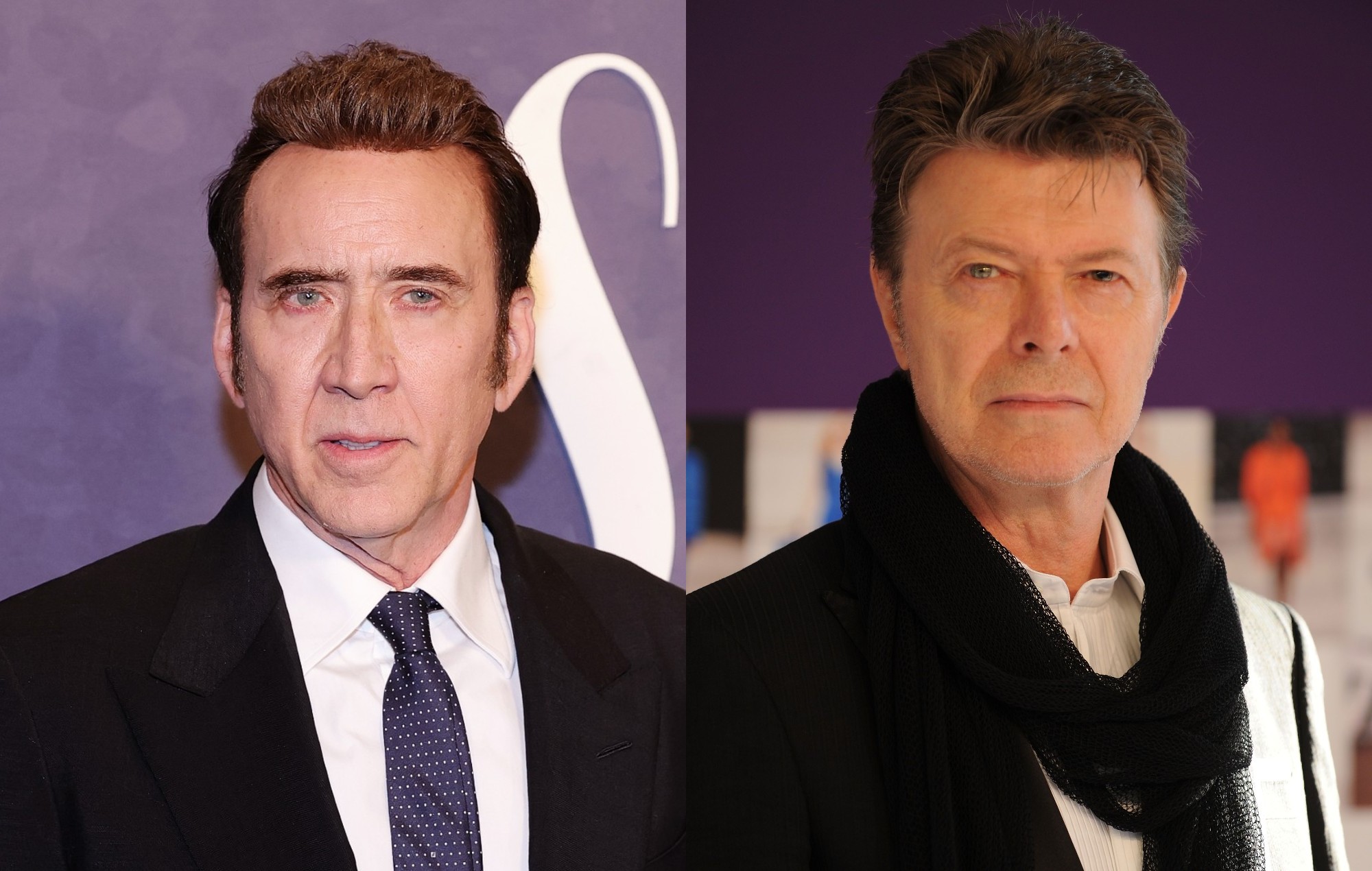 Nicolas Cage and David Bowie. CREDIT: Michael Loccisano and Andrew H. Walker via Getty Images
