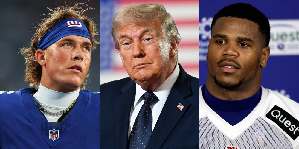 Imagem de Jaxson Dart, Donald Trump e Abdul Carter
