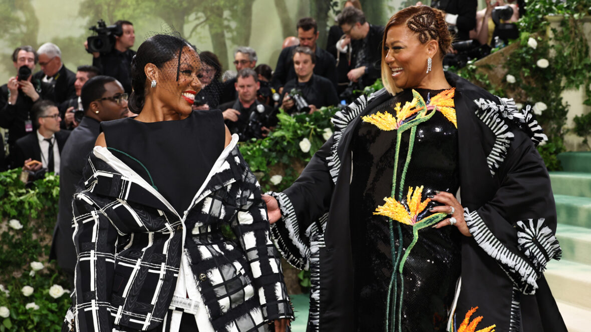 rainha-latifah-ébano Eboni Nichols e Queen Latifah no Met Gala de 2024