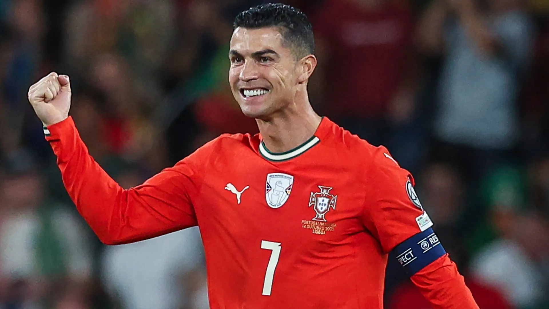Cristiano Ronaldo, de Portugal, comemora após marcar o primeiro gol de sua seleção na Copa do Mundo FIFA de 2026.