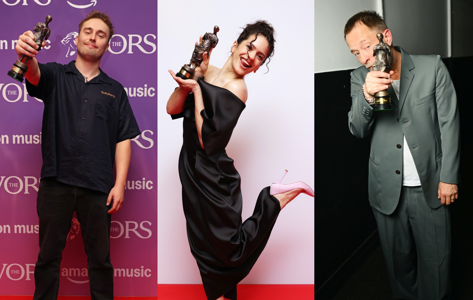 Sam Fender, Rosalía and Thom Yorke at the Ivors 2026. CREDIT: Jahnay Tennai/Dave Benett/Jed Cullen/Getty