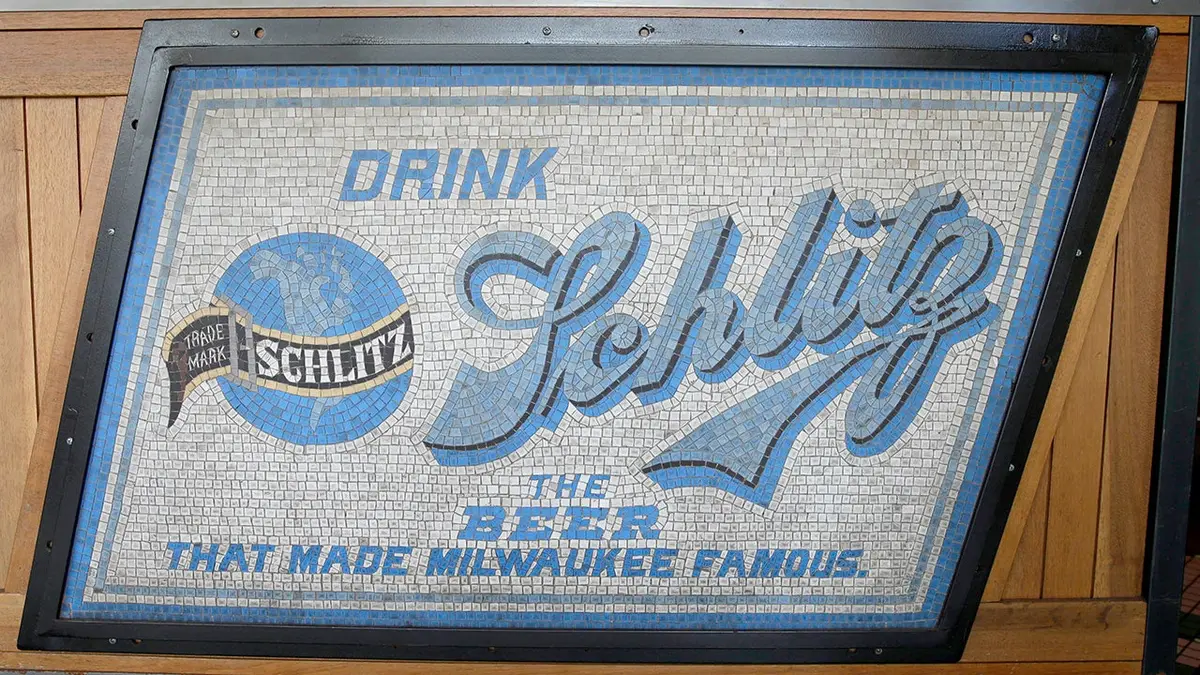 An old Schlitz beer sign