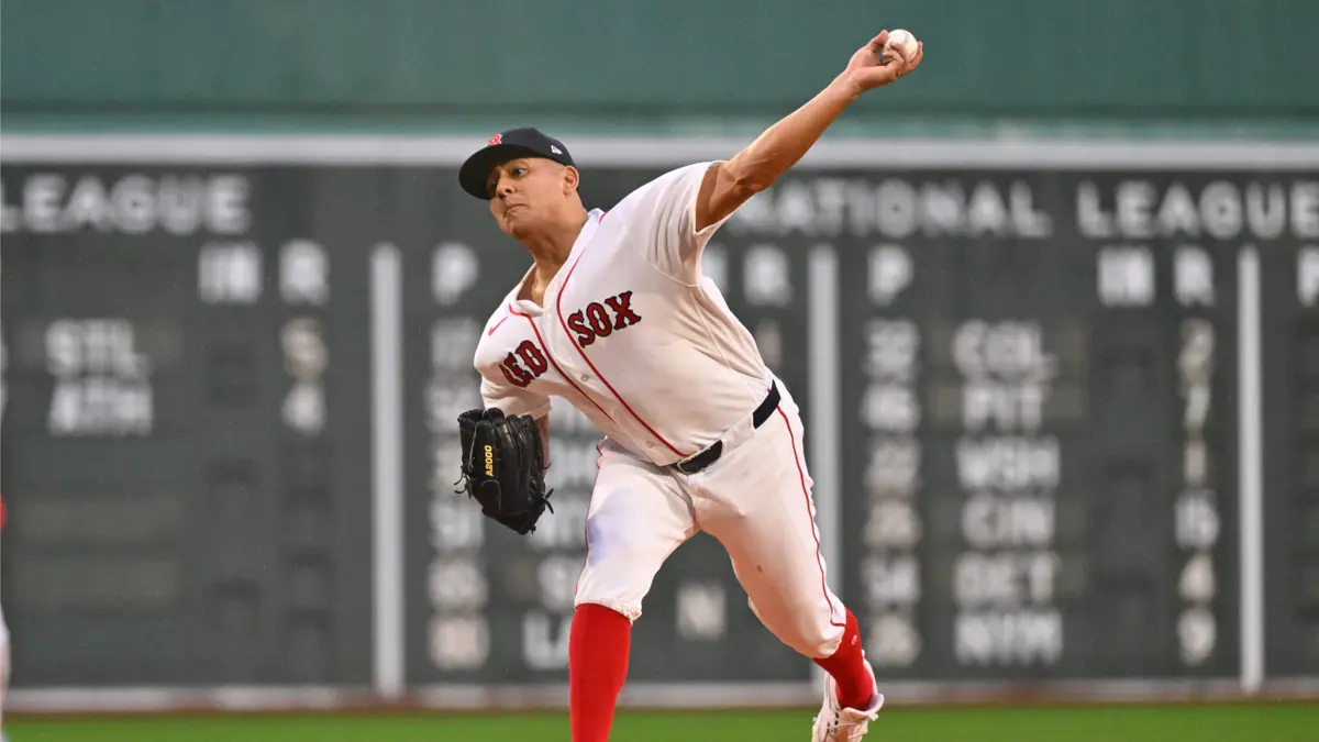 Ranger Suarez pitching for Boston Red Sox at Fenway Park