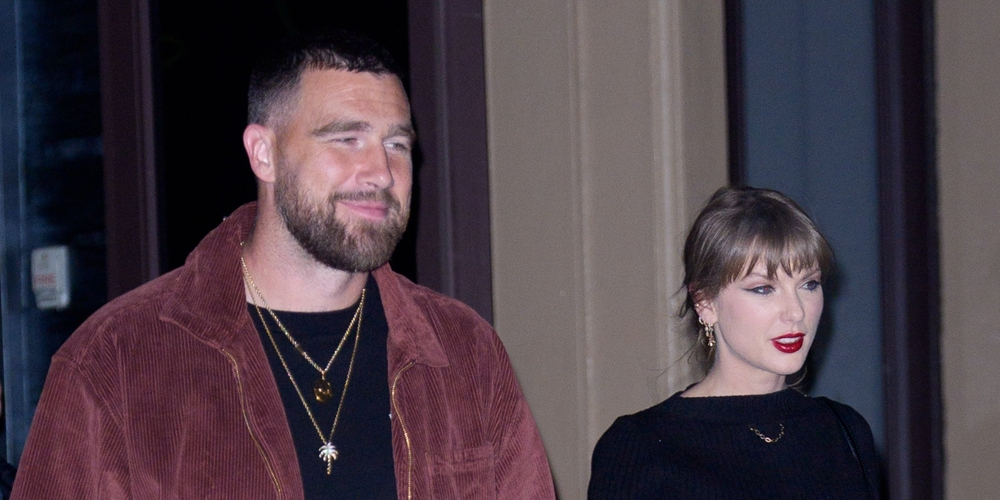 Foto stock de Travis Kelce e Taylor Swift