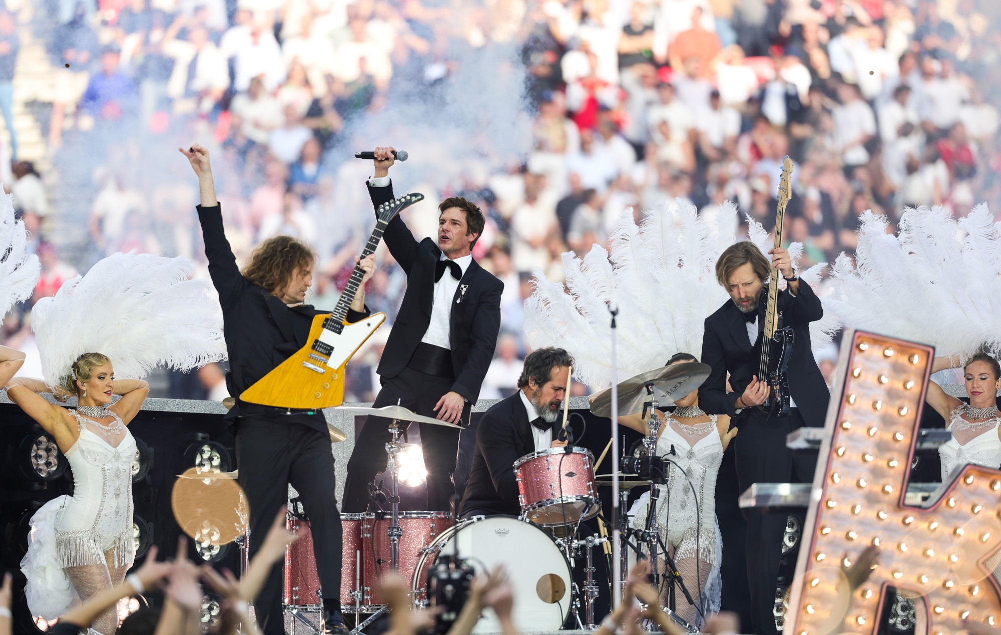 The Killers headline the UEFA Champions League Final Kick off Show Presented by Pepsi at Puskas Arena on May 30, 2026 in Budapest, Hungary. CREDIT: Andreas Rentz/Getty Images for Pepsi/PRESS