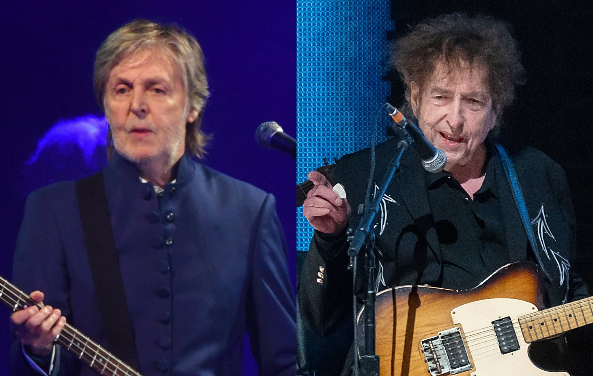 Paul McCartney and Bob Dylan. CREDIT: Dave J Hogan/Gary Miller/Getty Images
