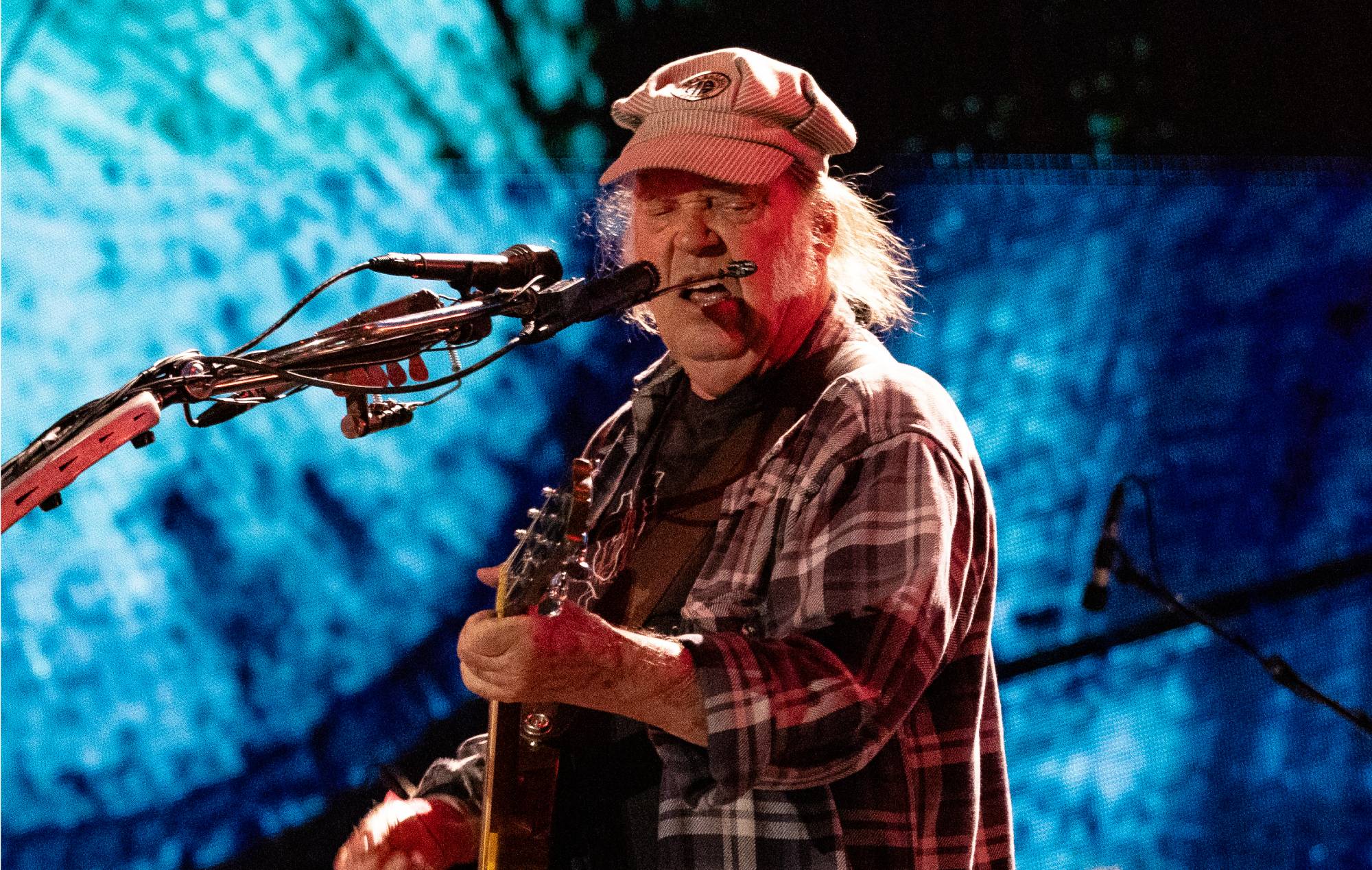 Neil Young at the 40th Farm Aid at Huntington Bank Stadium on September 20, 2025 in Minneapolis, Minnesota. (Photo by Gary Miller/Getty Images)
