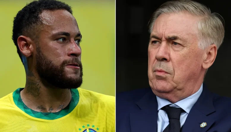 Ancelotti defende convocação de Neymar para a Copa de 2026 e admite frustração com preparo físico do craque