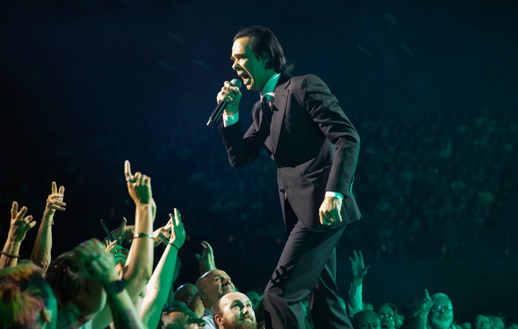 Nick Cave at TSB Arena on February 5, 2026 in Wellington, New Zealand. (Photo by Stella Gardiner/WireImage)