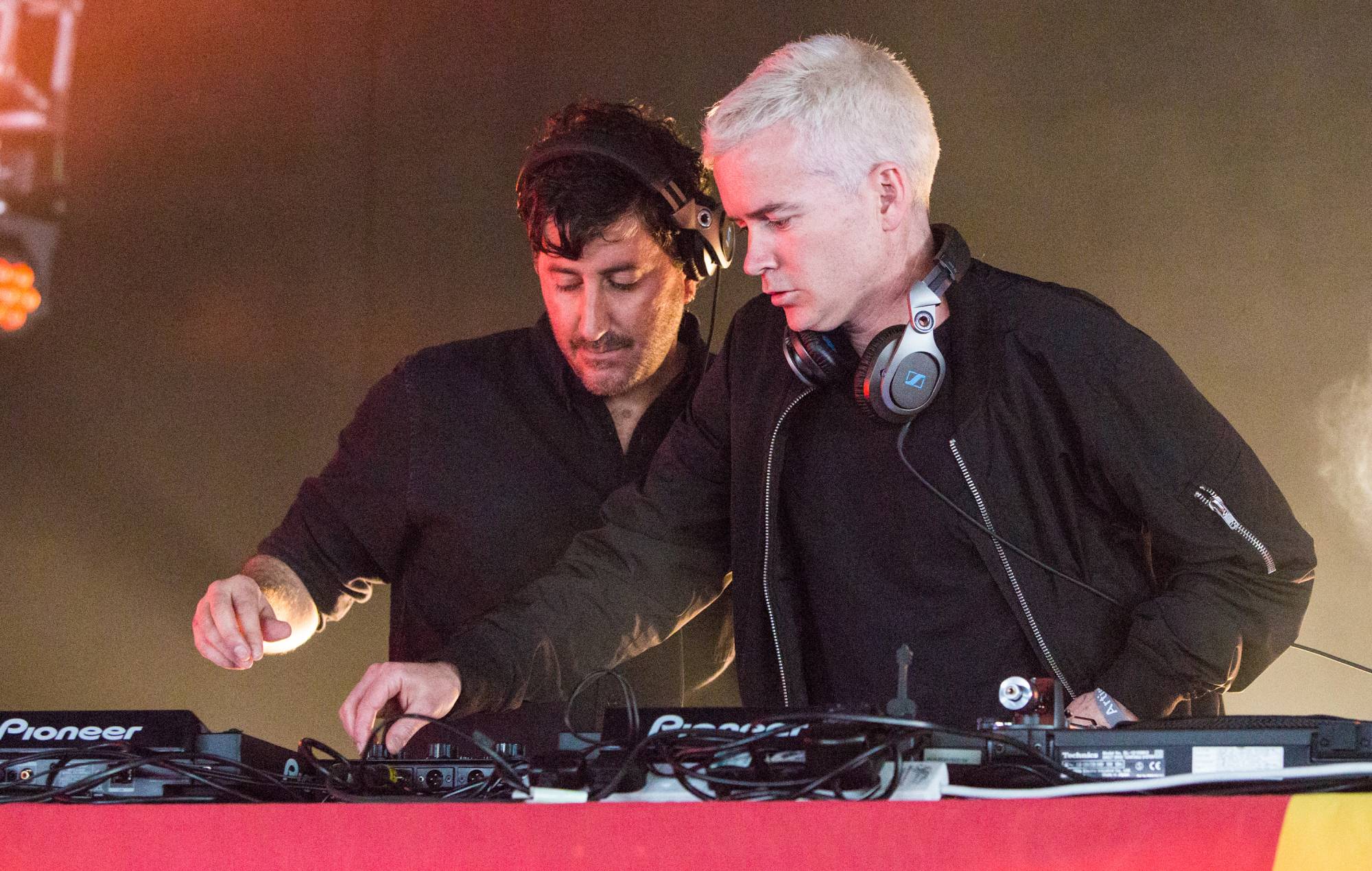 Tony Di Blasi and Robbie Chater of The Avalanches at Field Day on June 12, 2016 in London, England. (Photo by Lorne Thomson/Redferns)