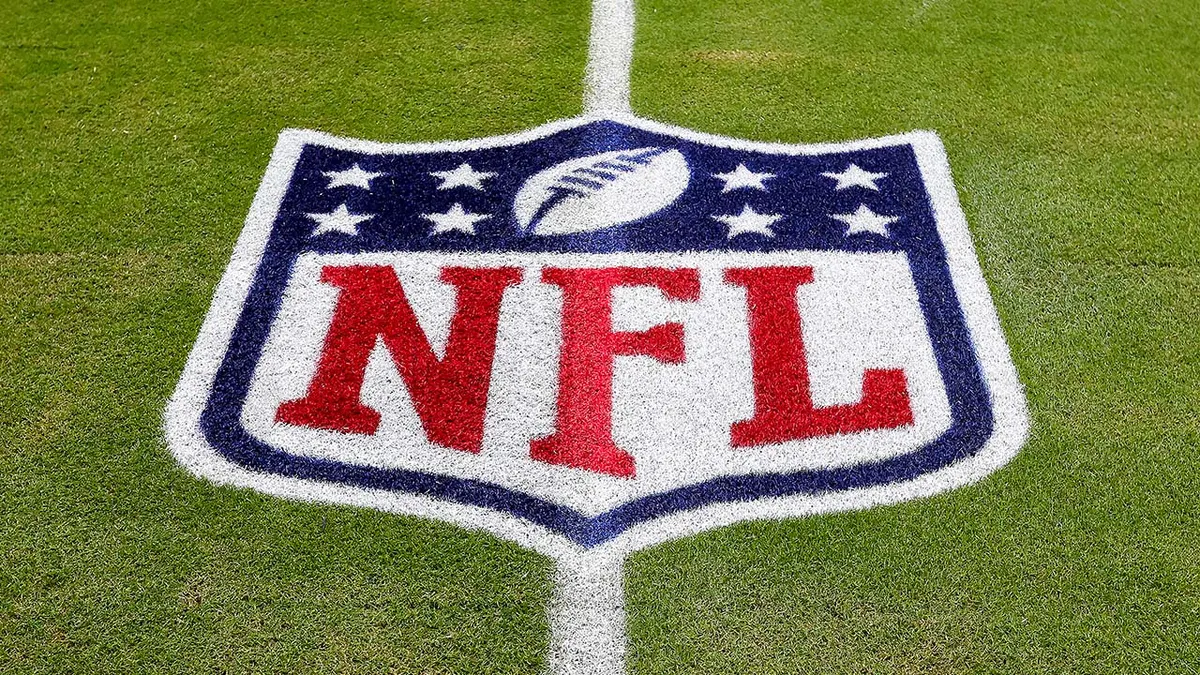 NFL logo displayed on the field at Hard Rock Stadium