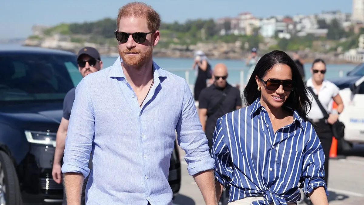Prince Harry and Meghan Markle arriving at Bondi Beach in Sydney