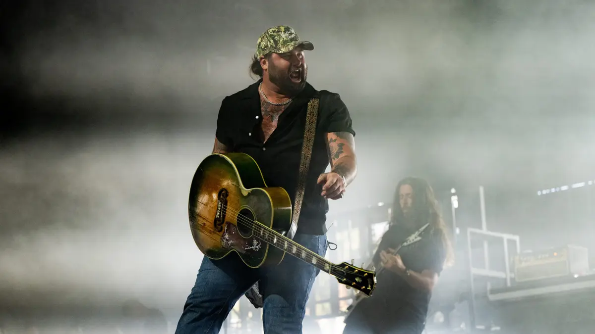 Singer Koe Wetzel performing on the Palomino Stage at Stagecoach Festival in Indio, California