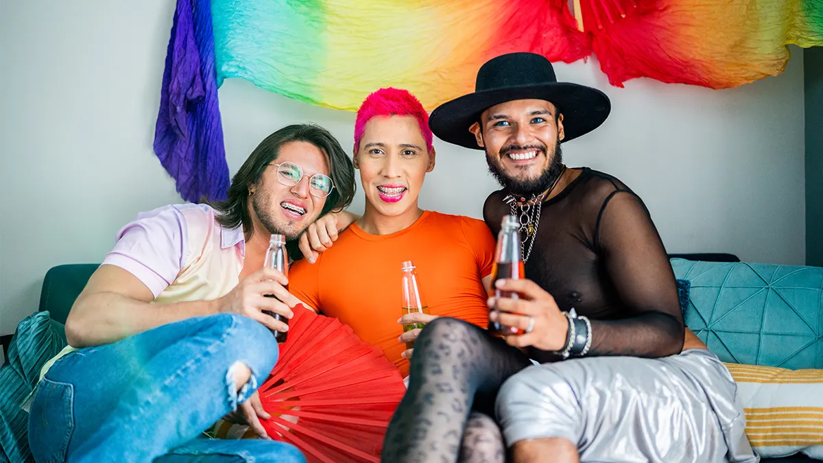 A polyamorous couple standing together outdoors in Olympia, Washington.